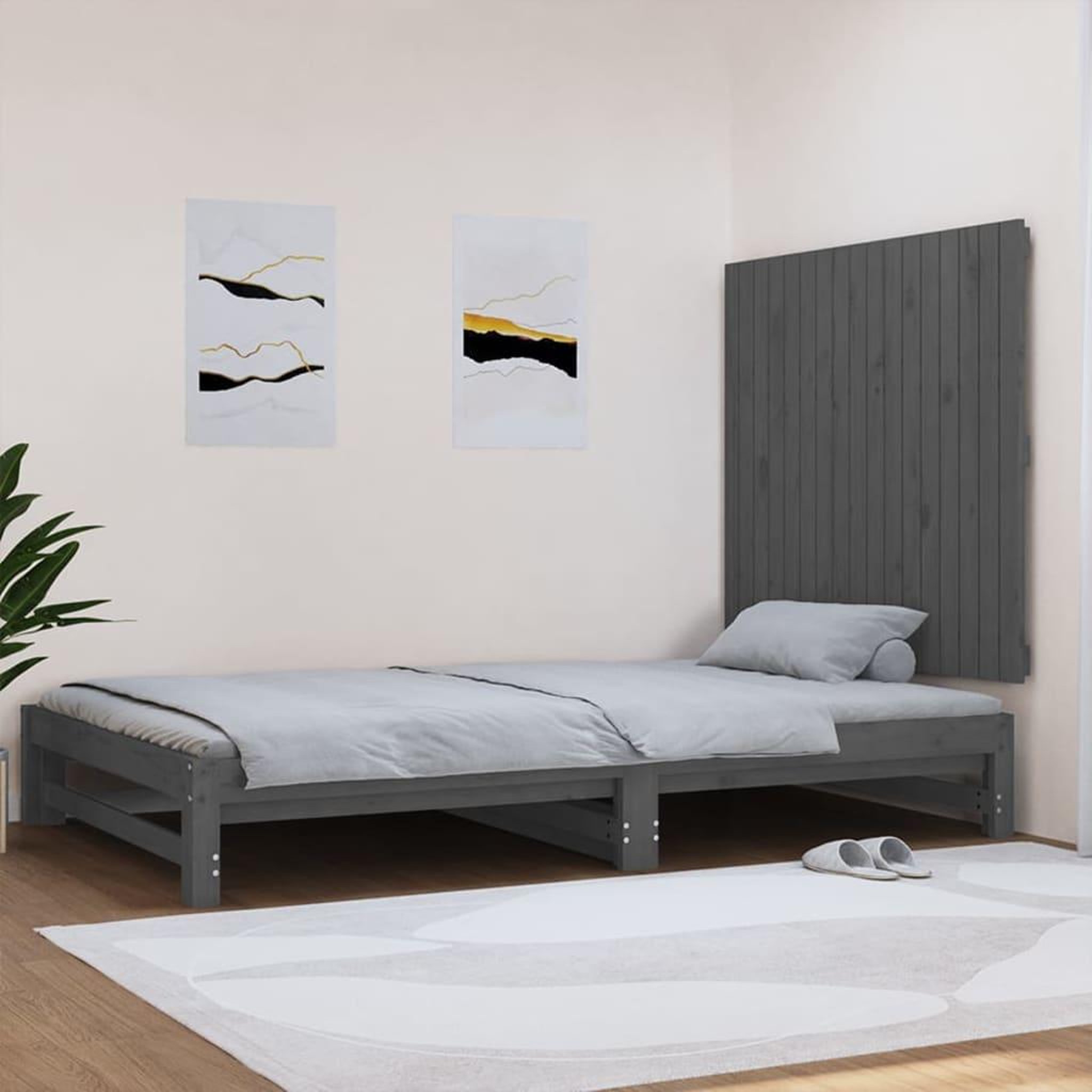 Voir la diapositive 1 : VIDAXL Tete de lit murale Gris 108x3x90 cm Bois massif de pin