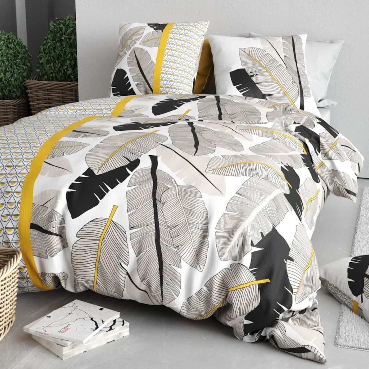 ATELIER DU COTON Housse de couette 260x240 + 2 taies en coton 57 fils