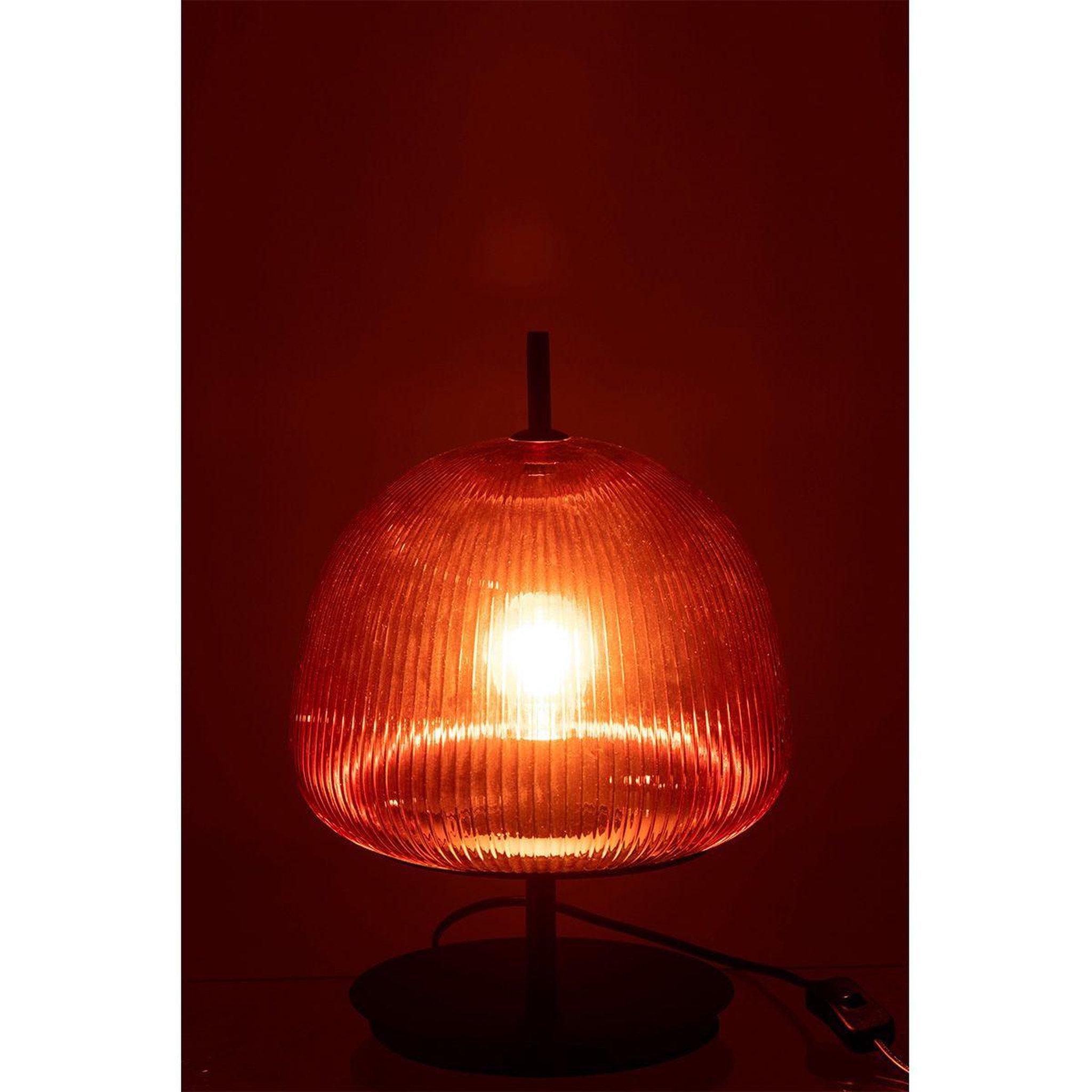 Voir la diapositive 3 : J-LINE Lampe à poser en verre  oasis  25cm rouge