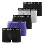 UMBRO Lot de 5 Boxers coton homme uni. Coloris disponibles : Noir