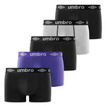 UMBRO Lot de 5 Boxers coton homme uni. Coloris disponibles : Noir