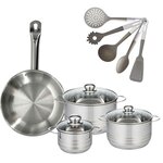 Fackelmann Lot Poêle 28cm Fackelmann Eterna & 3 Faitouts 16/20/24 cm avec 5 ustensiles