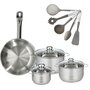 Voir la diapositive 1 : Fackelmann Lot Poêle 28cm Fackelmann Eterna & 3 Faitouts 16/20/24 cm avec 5 ustensiles