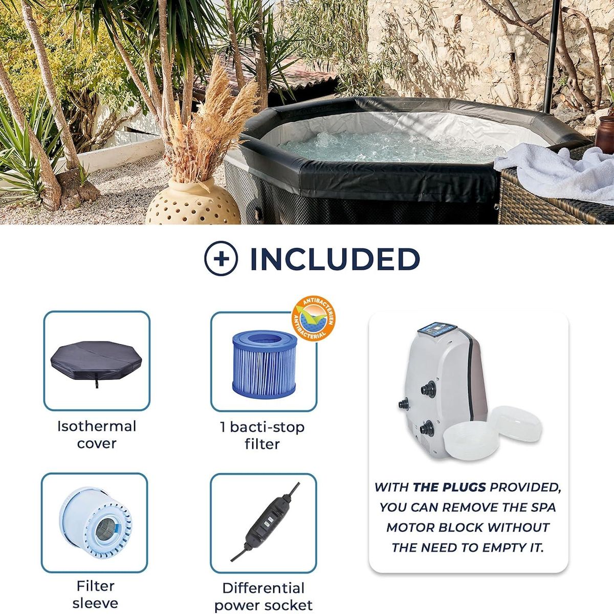 Poolstar Spa octogonal semi-regide pour 4 à 6 personnes - NETSPA Octopus