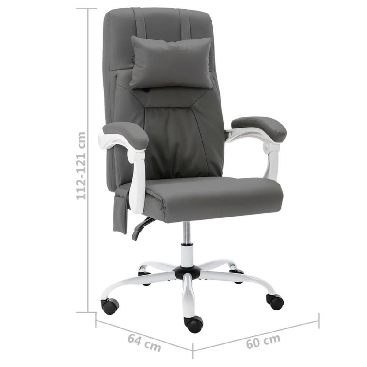 VIDAXL Chaise de bureau de massage Gris Similicuir