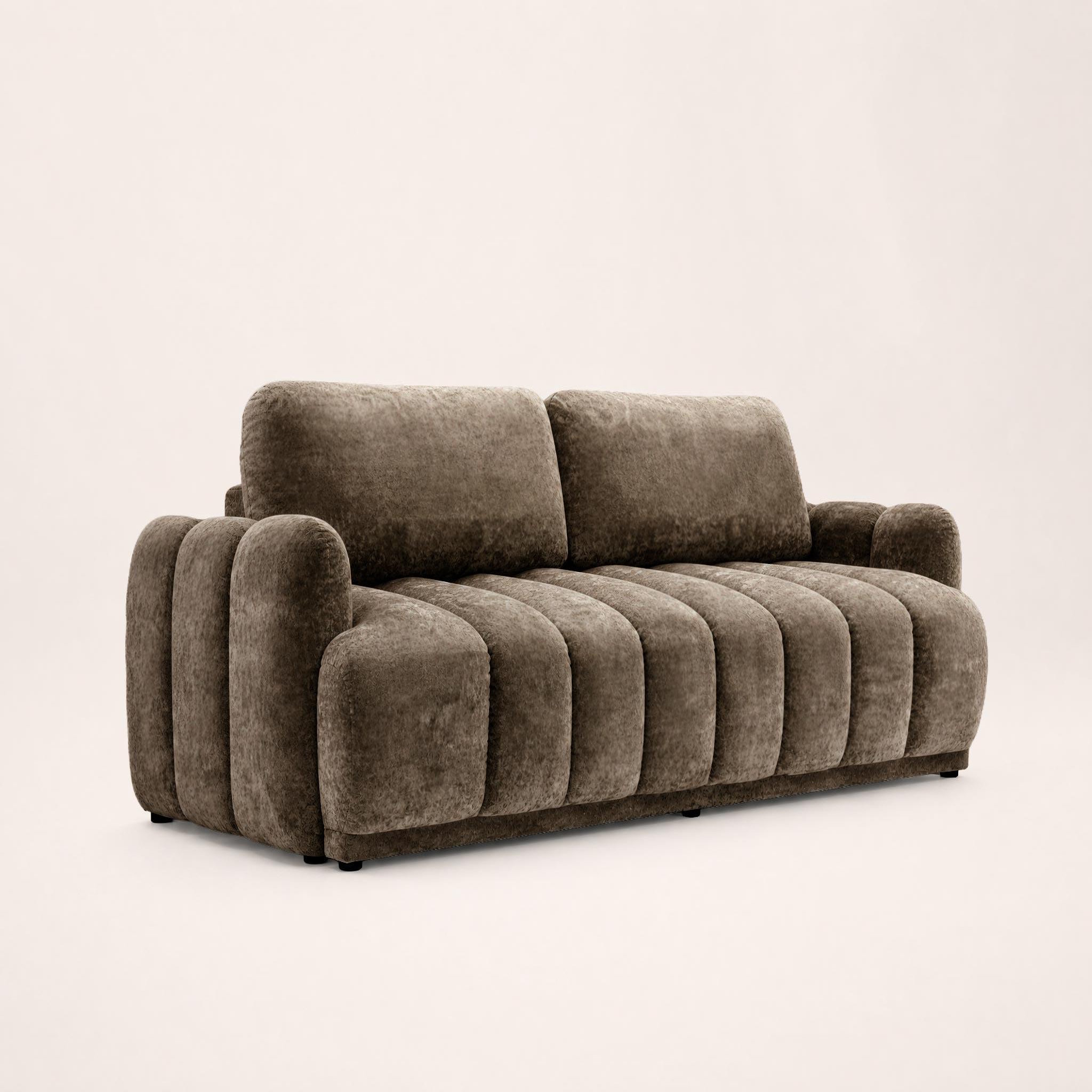 Voir la diapositive 3 : BEST MOBILIER Silvia - canapé droit 3 places convertible avec coffre - en tissu bouclette