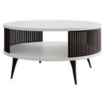 BEST MOBILIER Forini - table basse ronde - blanc et noir - 1 niche - 75 cm. Coloris disponibles : Bicolore