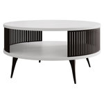 BEST MOBILIER Forini - table basse ronde - blanc et noir - 1 niche - 75 cm. Coloris disponibles : Bicolore