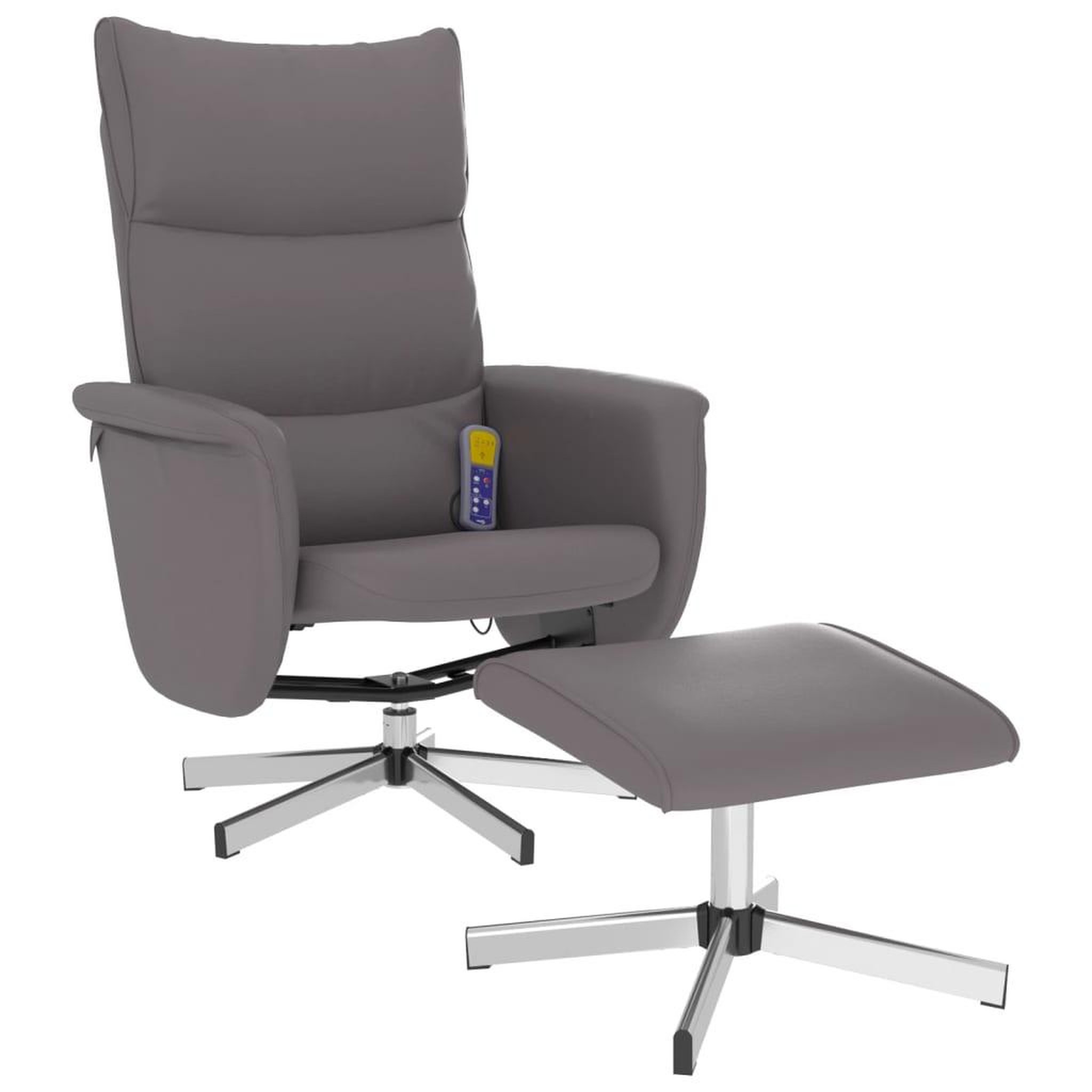 Voir la diapositive 2 : VIDAXL Fauteuil inclinable de massage avec repose-pied gris similicuir