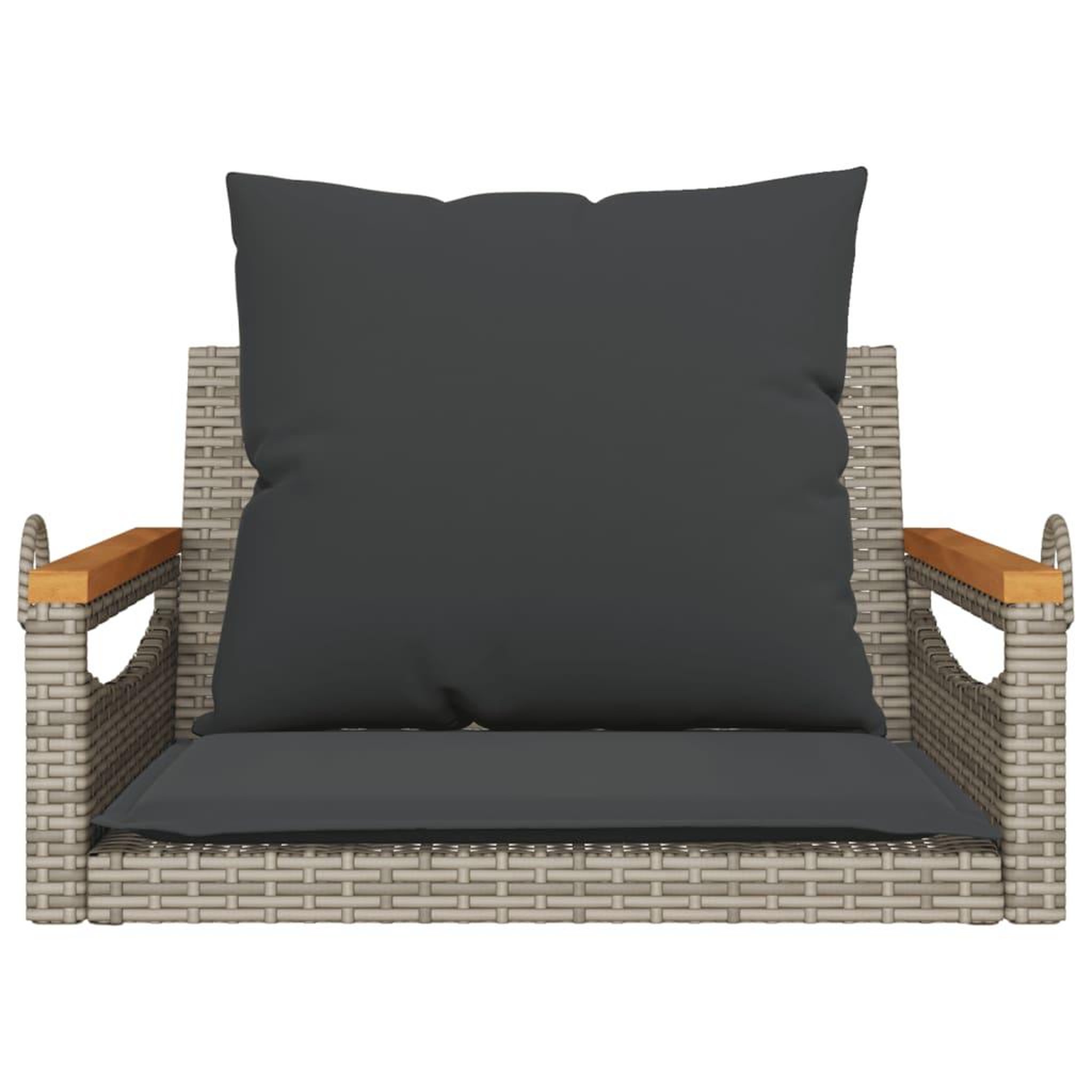 Voir la diapositive 4 : VIDAXL Balancelle avec coussins gris 63x62x40 cm resine tressee