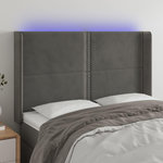 VIDAXL Tete de lit a LED Gris fonce 147x16x118/128 cm Velours