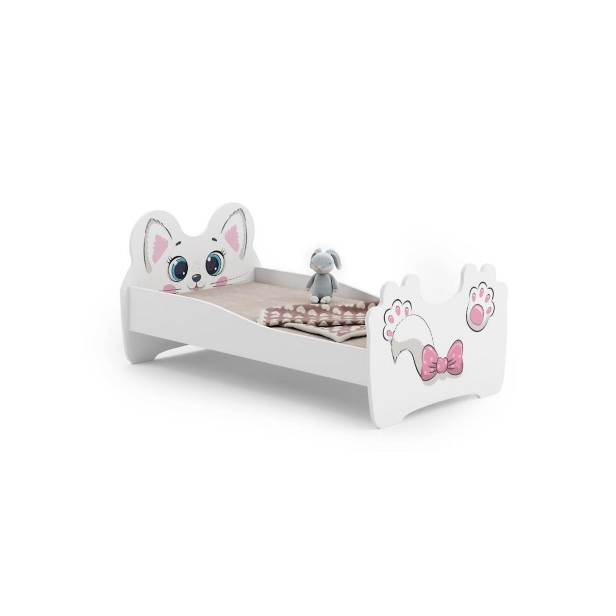 KOBI Lit simple enfant  PINK CAT 160 avec matelas