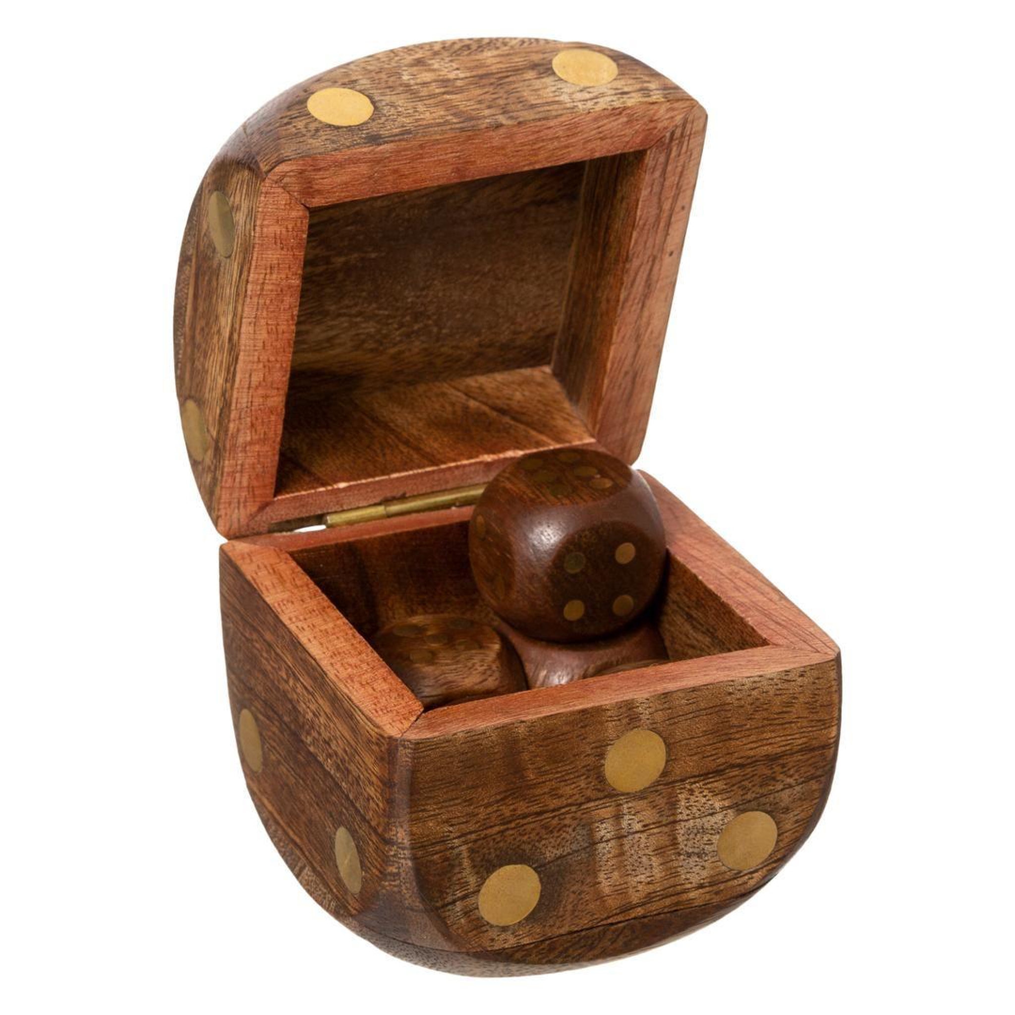 Voir la diapositive 3 : ATMOSPHERA Jeu de dés déco  bois  6cm marron