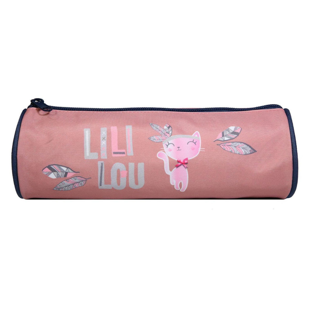 Bagtrotter BAGTROTTER Trousse scolaire ronde Lili Lou Rose Plumes