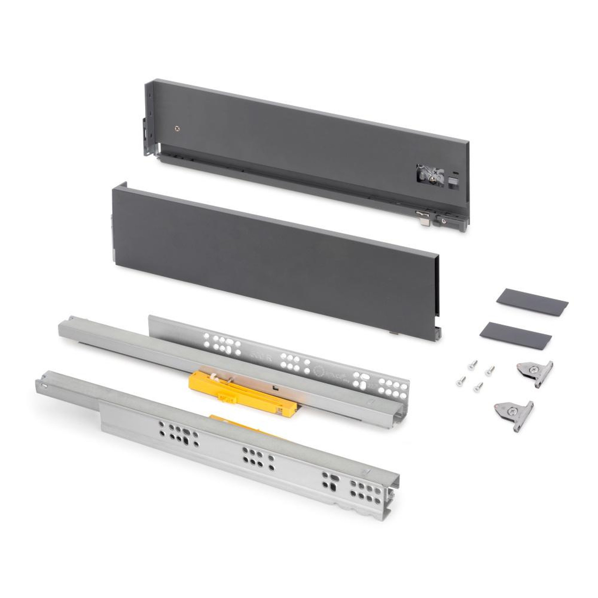 EMUCA SRL Tiroir extérieur Vertex Push Synchro avec réglages 3D -  hauteur 131mm -  40kg -  profondeur 450mm -  Acier -  Gris antracite