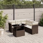 VIDAXL Salon de jardin avec coussins 6 pcs marron resine tressee