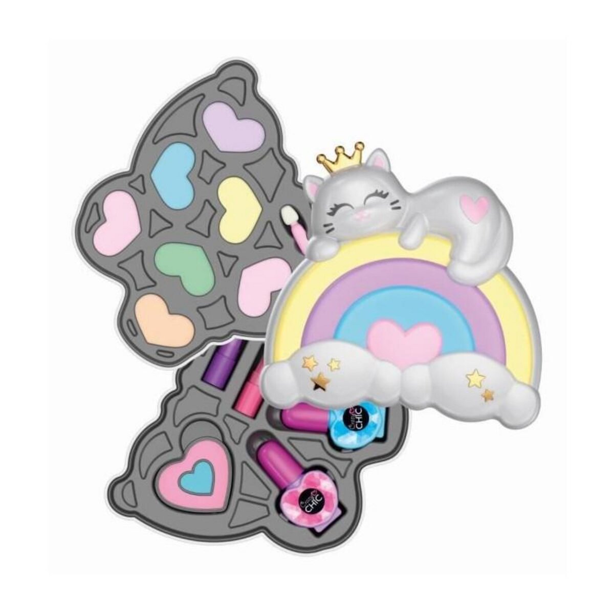 CLEMENTONI Clementoni - Coffret Maquillage Arc-en-ciel - 2 palettes fards a paupieres, rouge a levres et vernis a ongles - Dés 6 ans