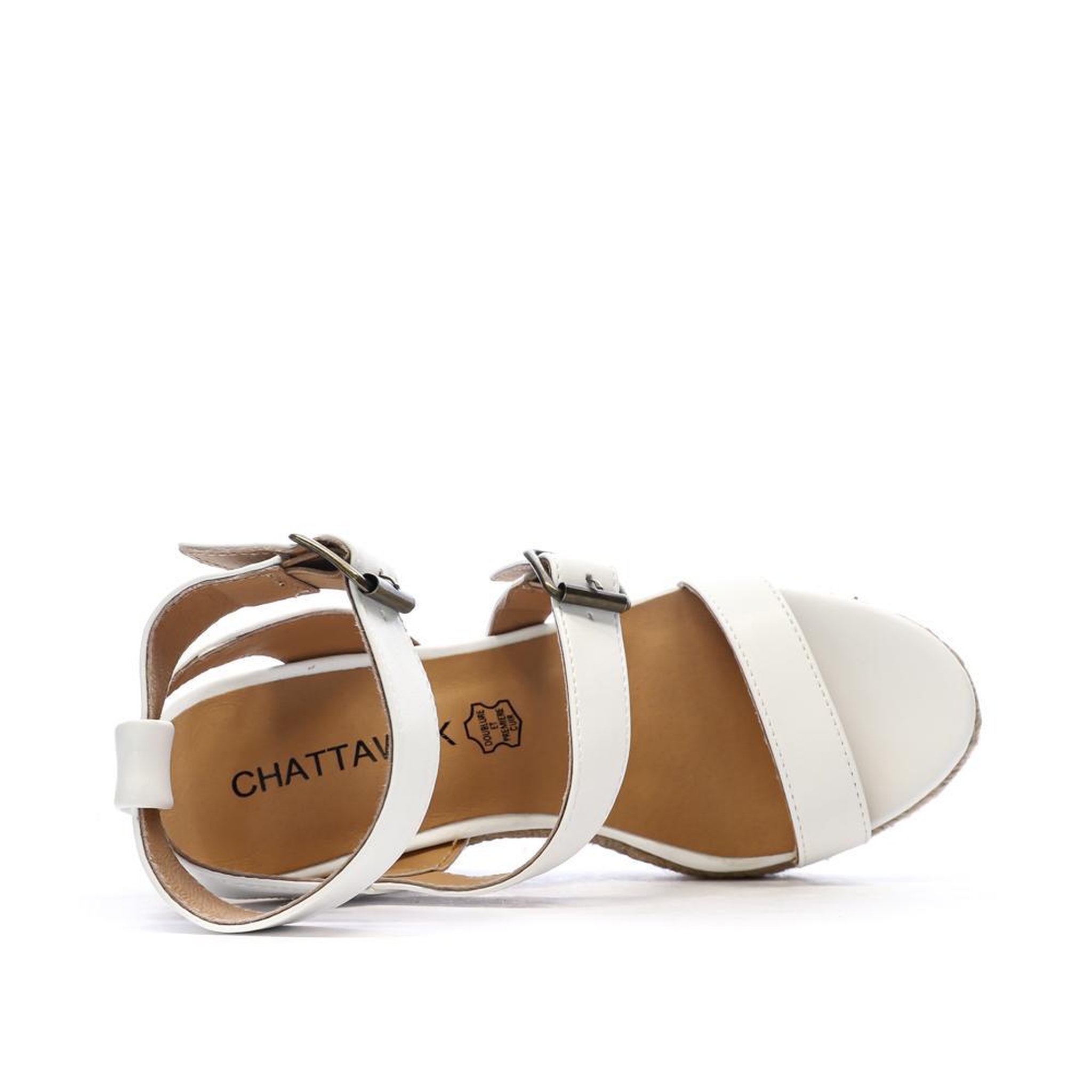 Voir la diapositive 4 : CHATTAWAK Sandales Compensée Blanches Femme Chattawak Summer Camel