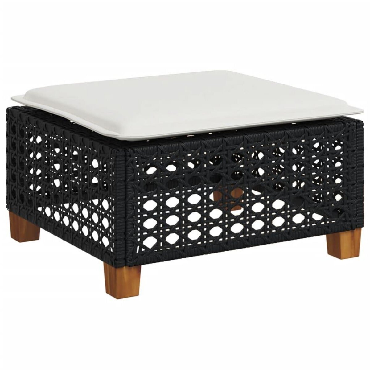 VIDAXL Tabouret de jardin et coussin noir 63,5x56x32 cm resine tressee