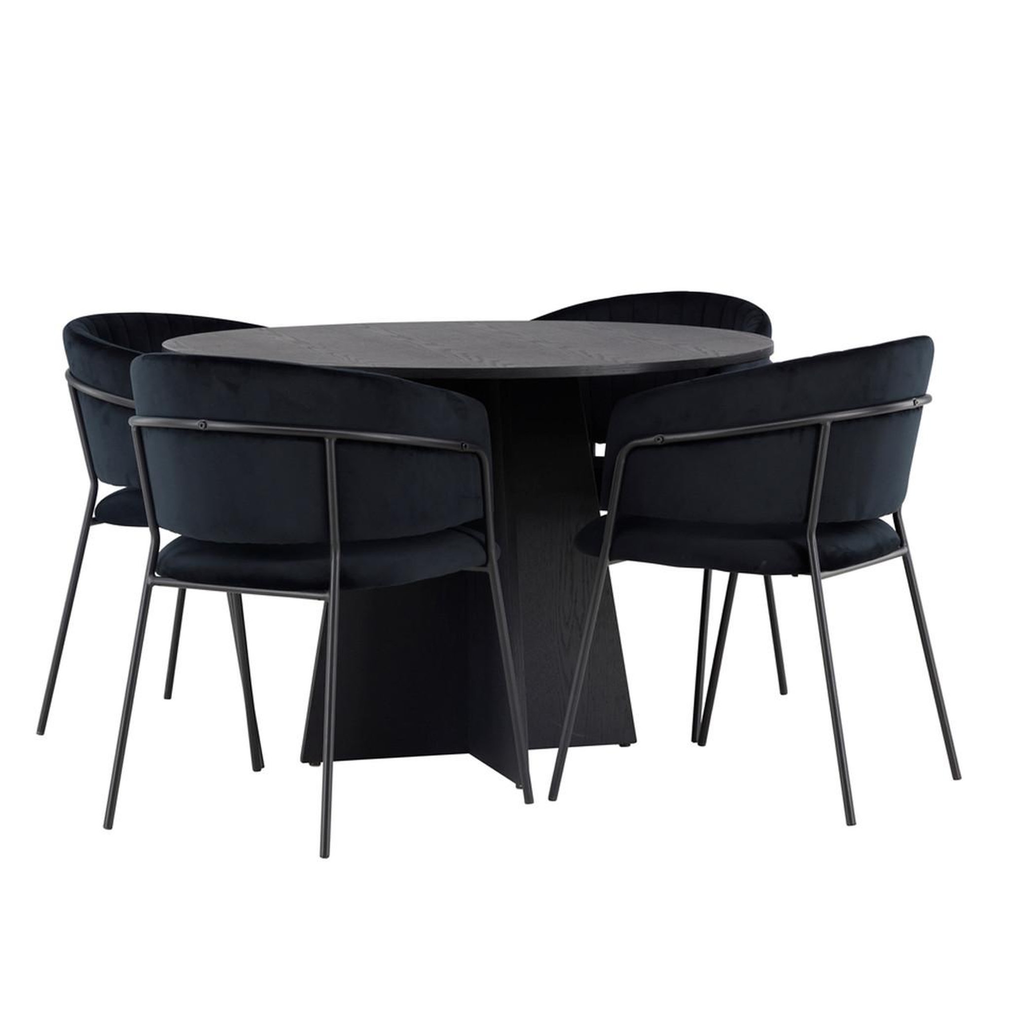 Paris Prix Ensemble table à manger & 4 chaises  bootcut & selma  110cm noir