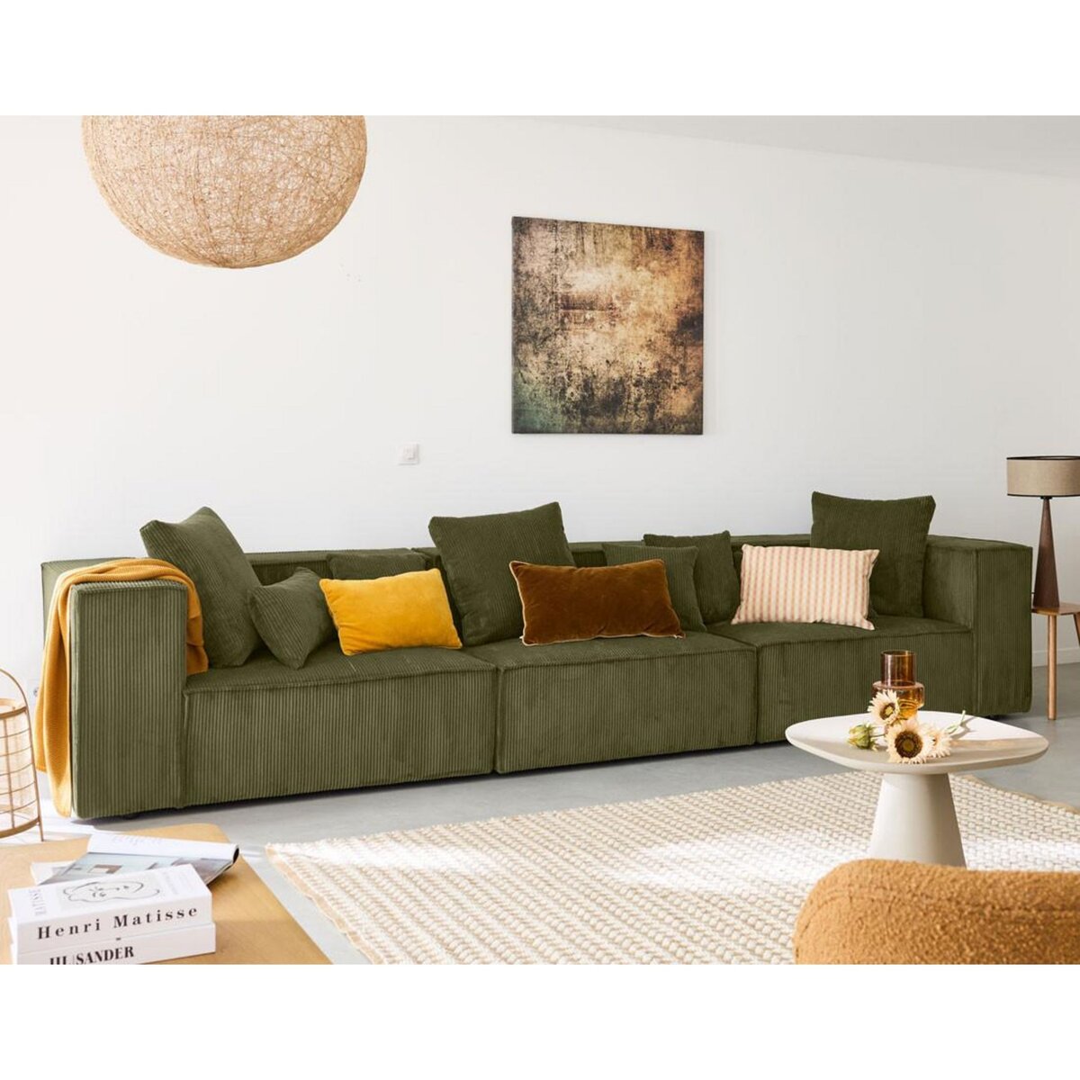 LISA DESIGN Colombine - canapé modulable droit - 3 places - en velours côtelé