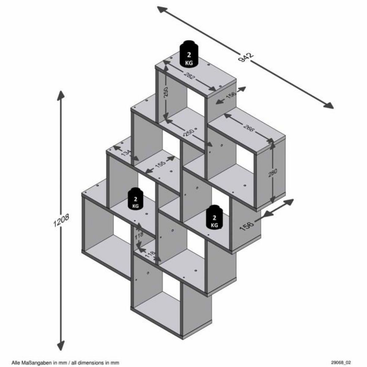 Paris Prix Étagère Murale Design  Riolo  120cm Blanc
