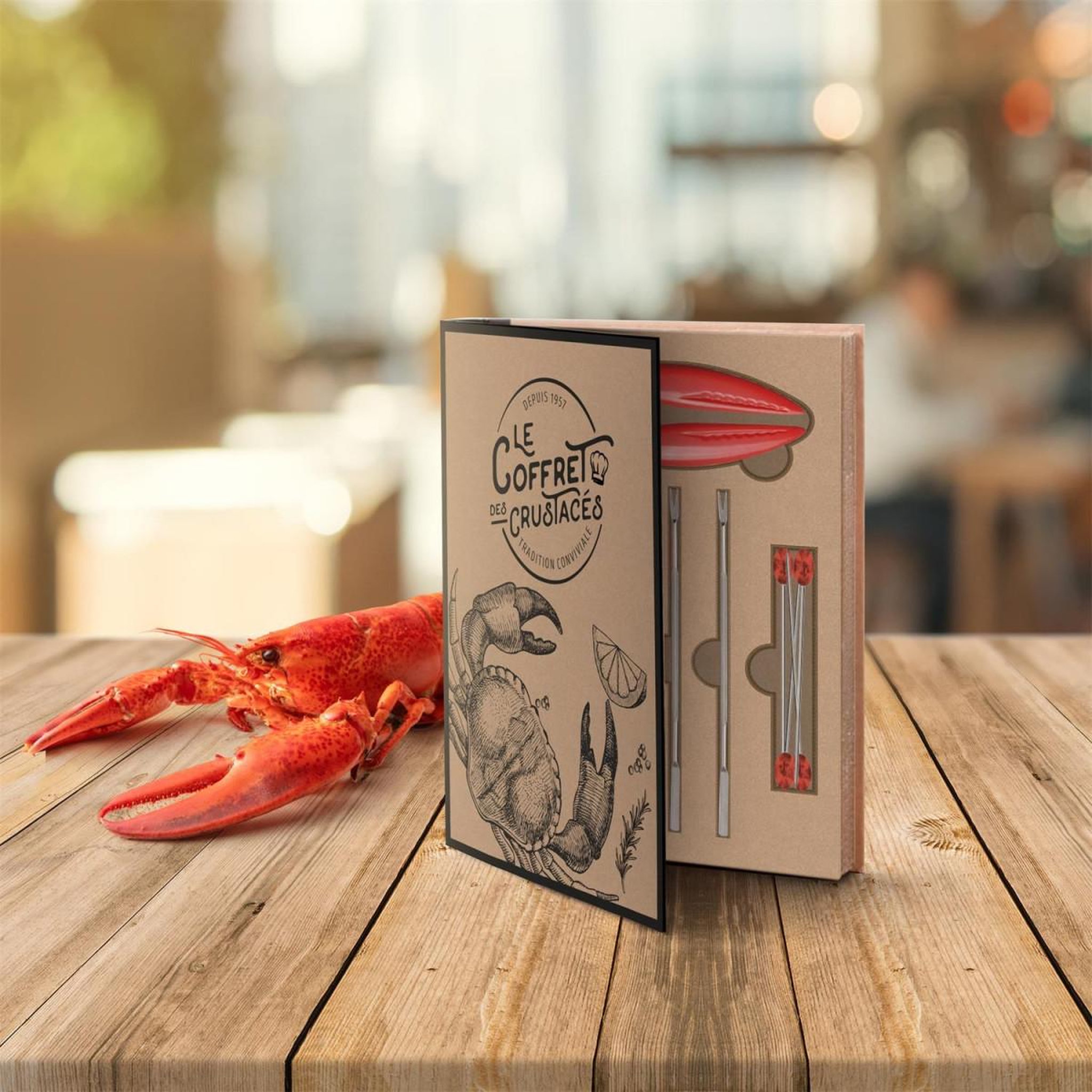 Voir la diapositive 4 : COOK CONCEPT Coffret crustacés  pince & 6 piques  17cm naturel