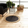 Voir la diapositive 5 : Paris Prix Tapis Déco Rond en Jute  Mario  90cm Noir & Or