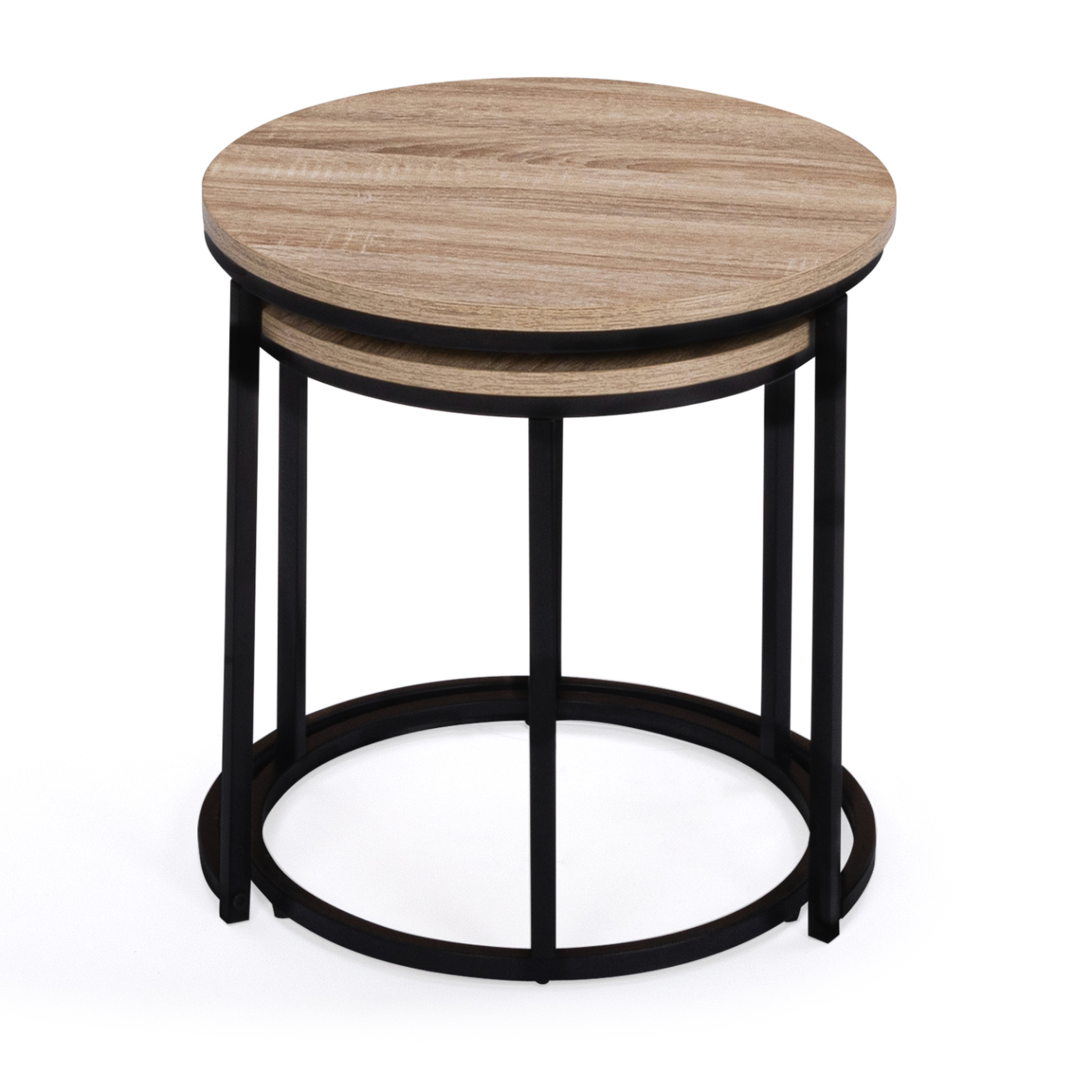 Voir la diapositive 3 : ID MARKET Lot de 2 tables basses gigognes detroit rondes 40/45 design industriel