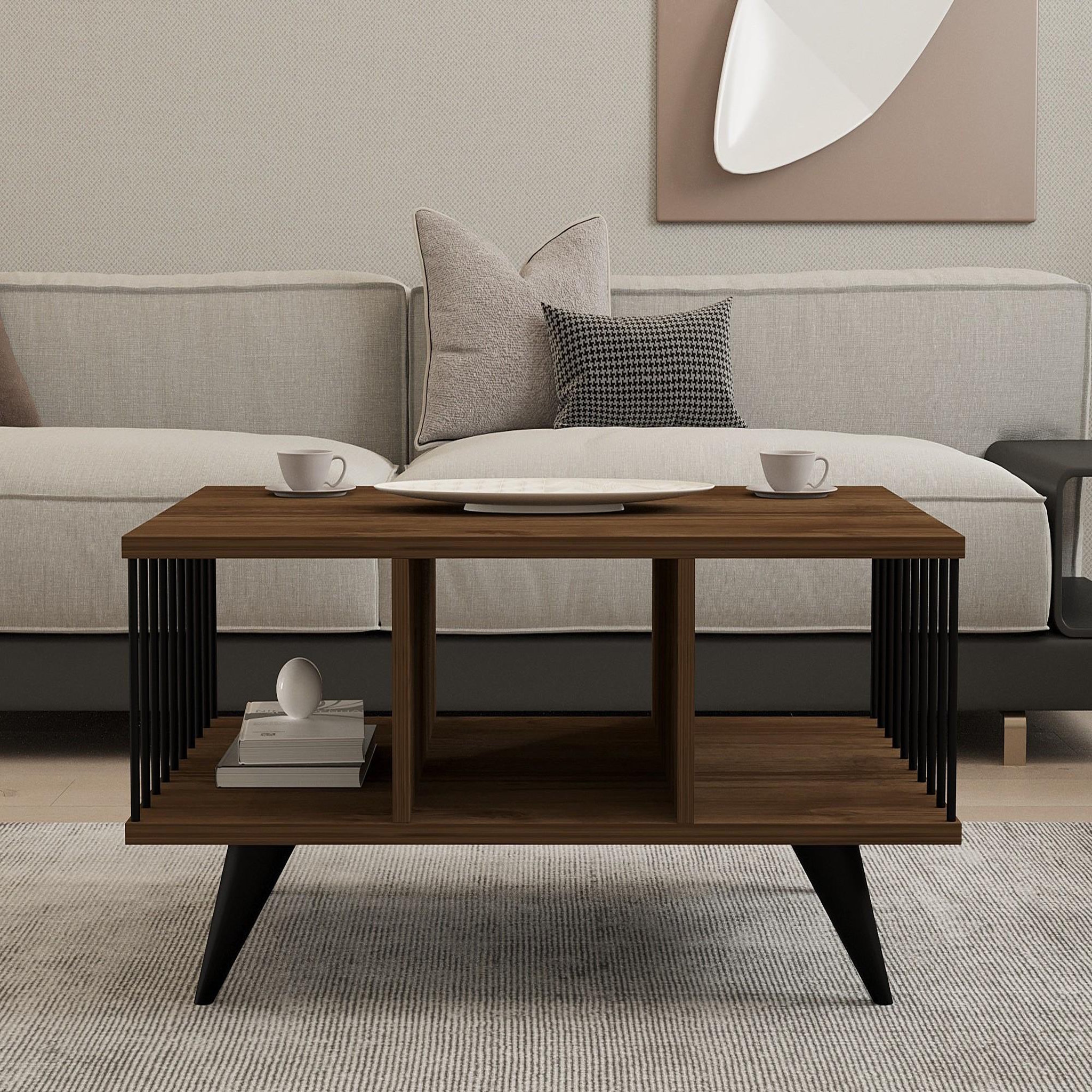 Voir la diapositive 3 : Habitat et Jardin Table basse en bois  bert  - 90 x 60 x 40 cm - noyer