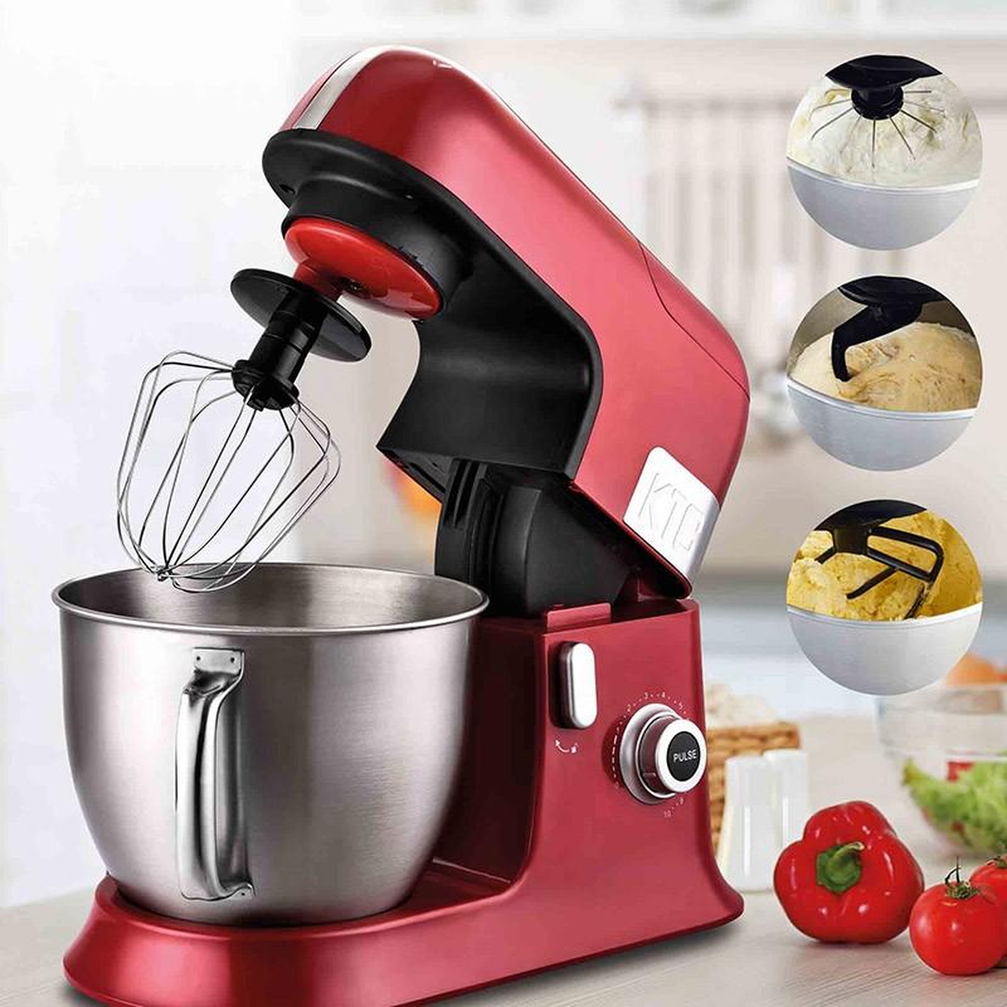 Voir la diapositive 2 : KITCHENCOOK Kitchencook - robot pétrin 6,5l avec blender - 1300w - 10 vitesses+pulse - mouvement planétaire - bol en acier - kit pâtisserie