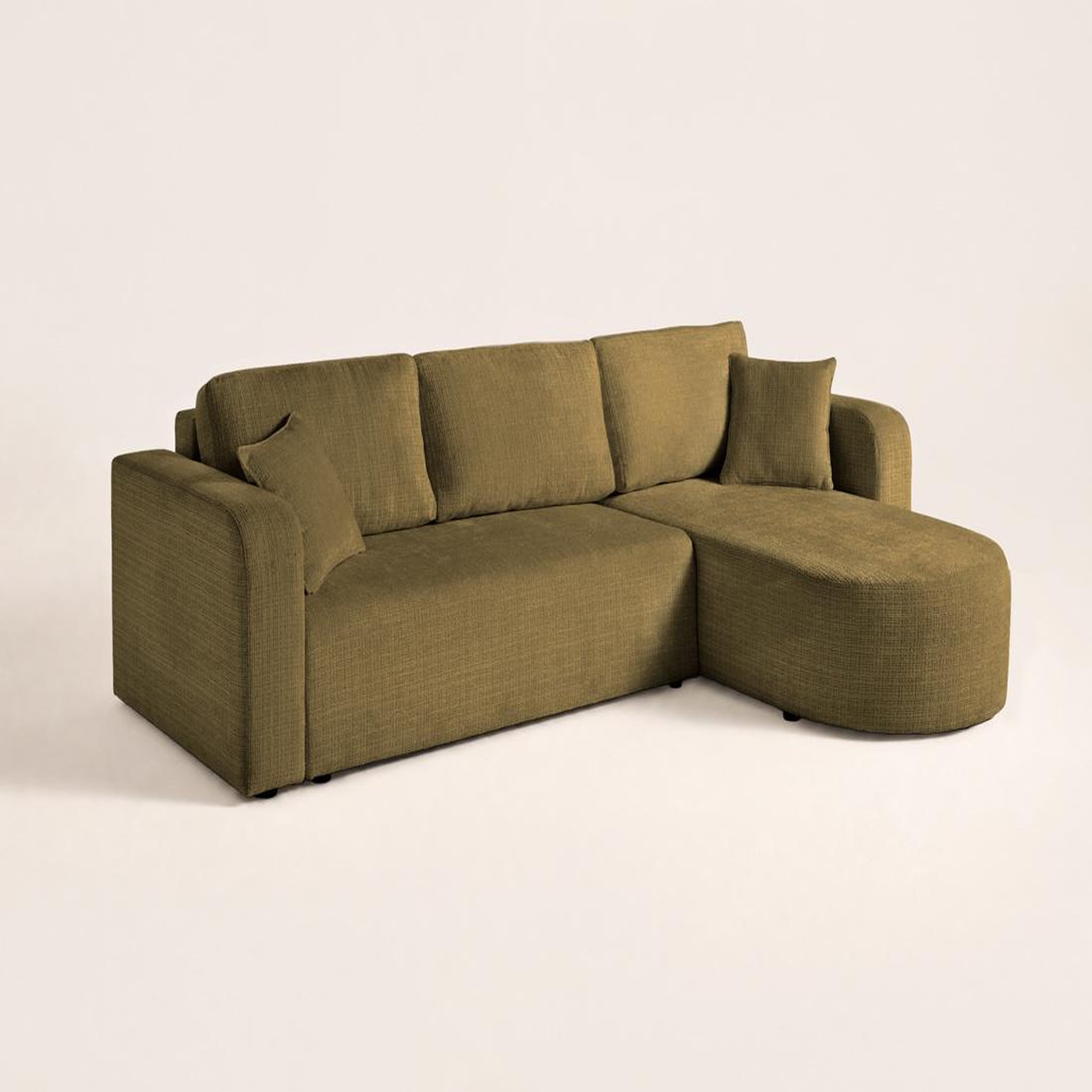 Voir la diapositive 5 : BEST MOBILIER Miro - canapé d'angle réversible - 4 places - convertible avec coffre - en velours texturé