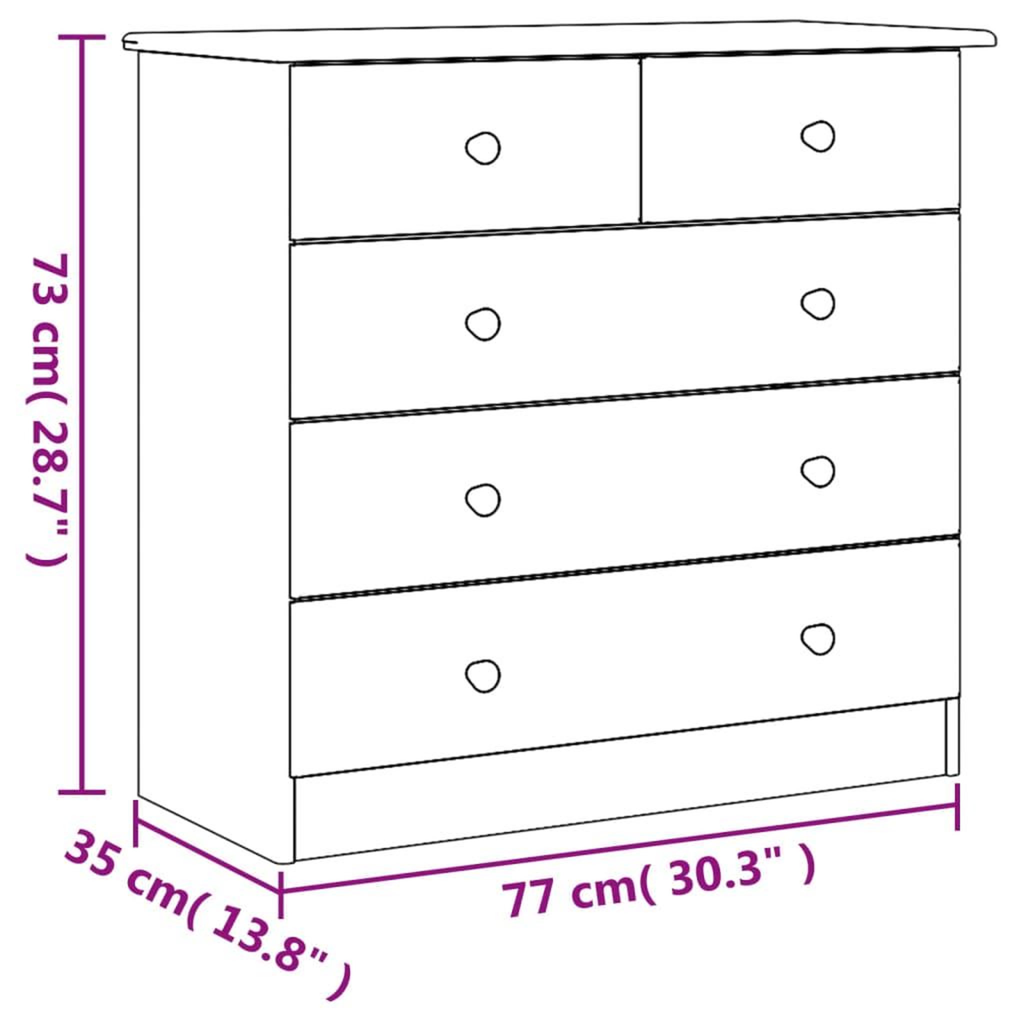 Voir la diapositive 6 : VIDAXL Commode ALTA blanc 77x35x73 cm bois massif de pin