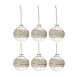 Paris Prix Lot de 6 Boules de Noël  Glace  8cm Blanc & Argent