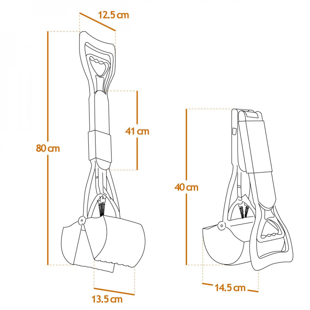 LINXOR Pince, pelle à déjections, crottes, pour chien ou autres animaux - 80 cm - Noir