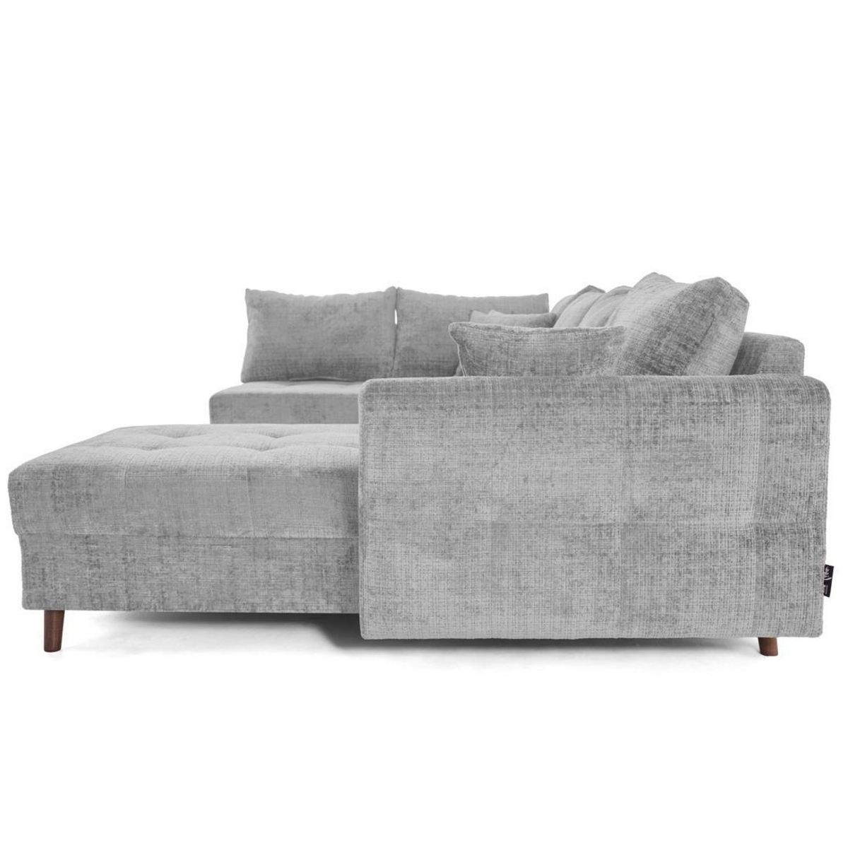 LISA DESIGN Rune - canapé panoramique d'angle gauche 7 places en velours texturé