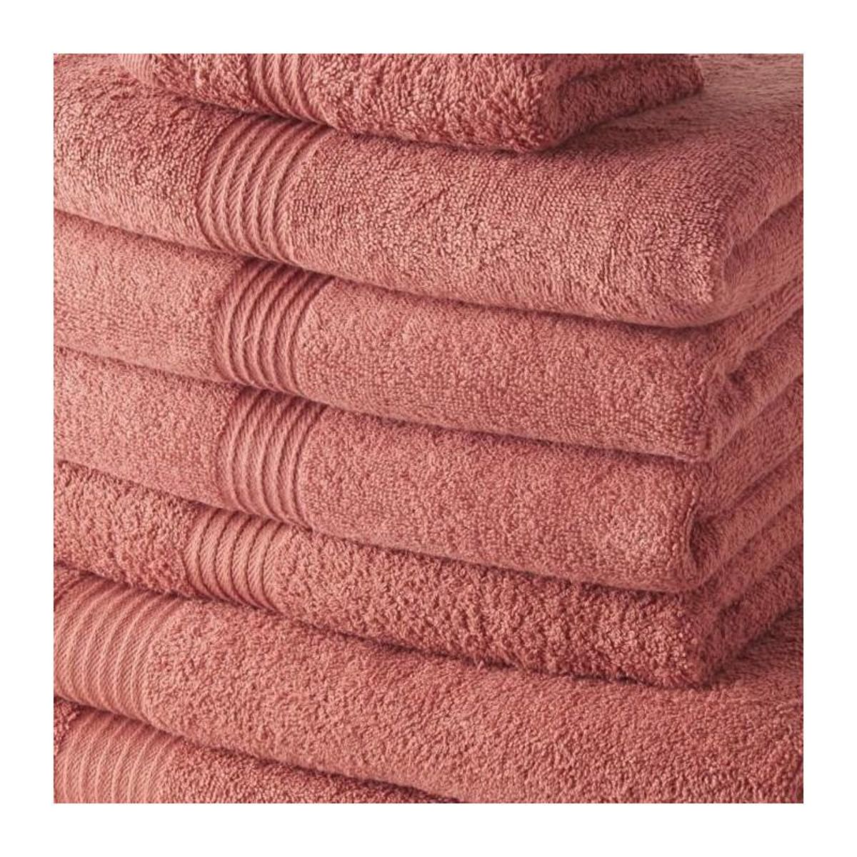 Today TODAY Lot de 4 Serviettes Invite 30x50 cm + 4 Serviettes de Bain 50x100 cm + 2 Draps de Bain 70x130 cm 100% coton Terracotta