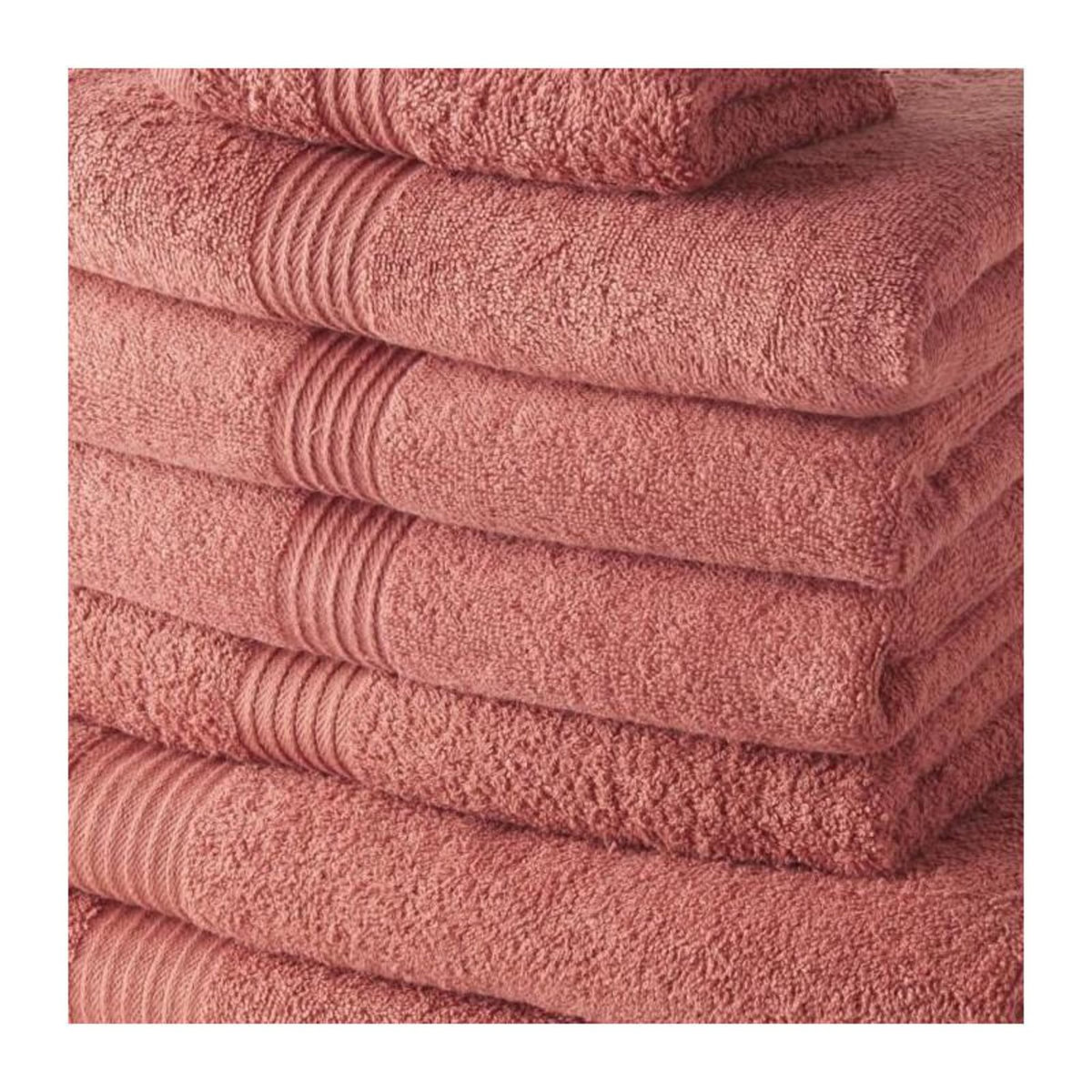 Today TODAY Lot de 4 Serviettes Invite 30x50 cm + 4 Serviettes de Bain 50x100 cm + 2 Draps de Bain 70x130 cm 100% coton Terracotta