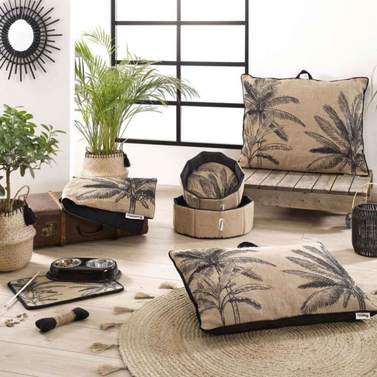 Paris Prix Panier pour Chien & Chat  Bahia  38cm Beige & Noir