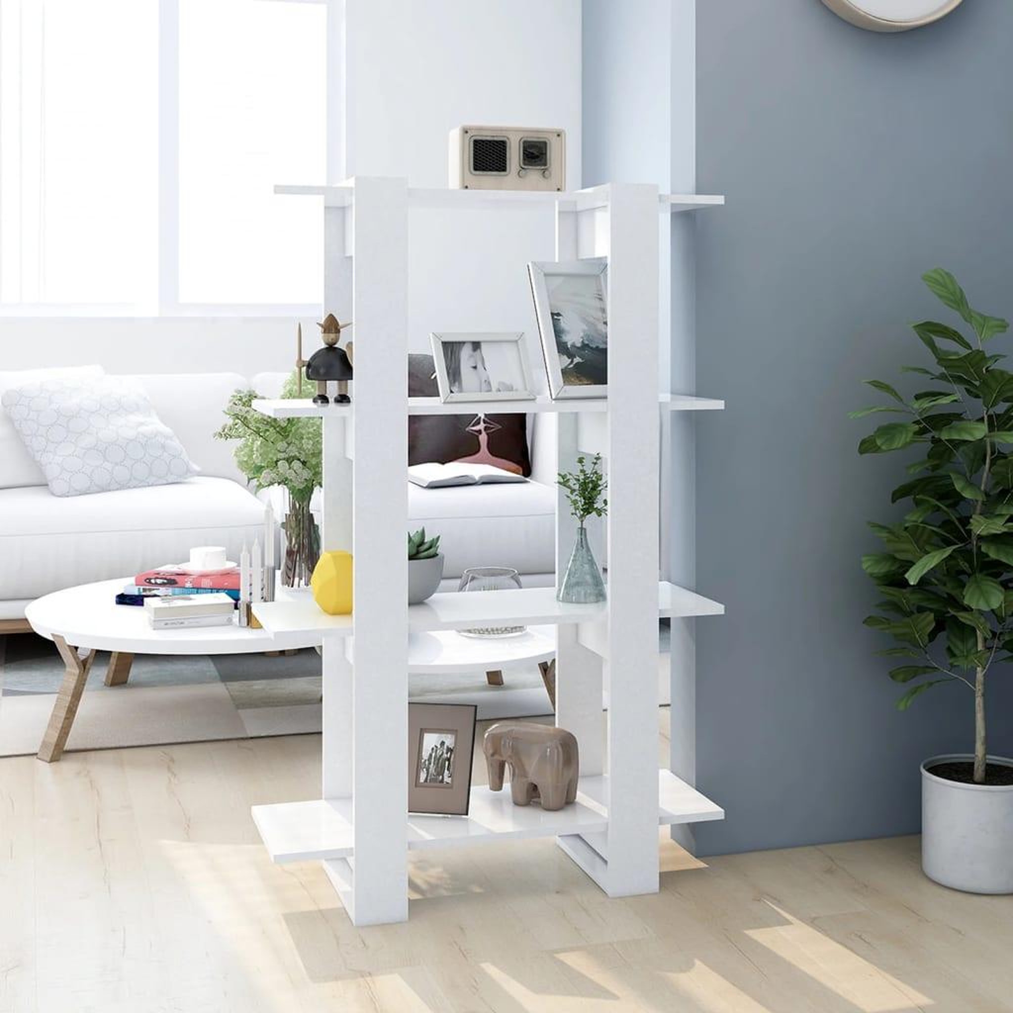 Voir la diapositive 1 : VIDAXL Bibliotheque/Separateur de piece Blanc 80x30x123,5 cm