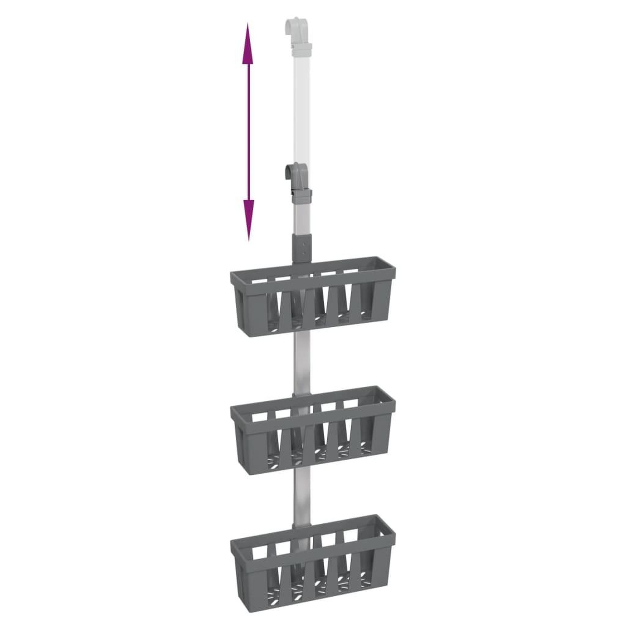 Voir la diapositive 5 : VIDAXL Etagere de douche suspendue 30x15x(67-105) cm aluminium