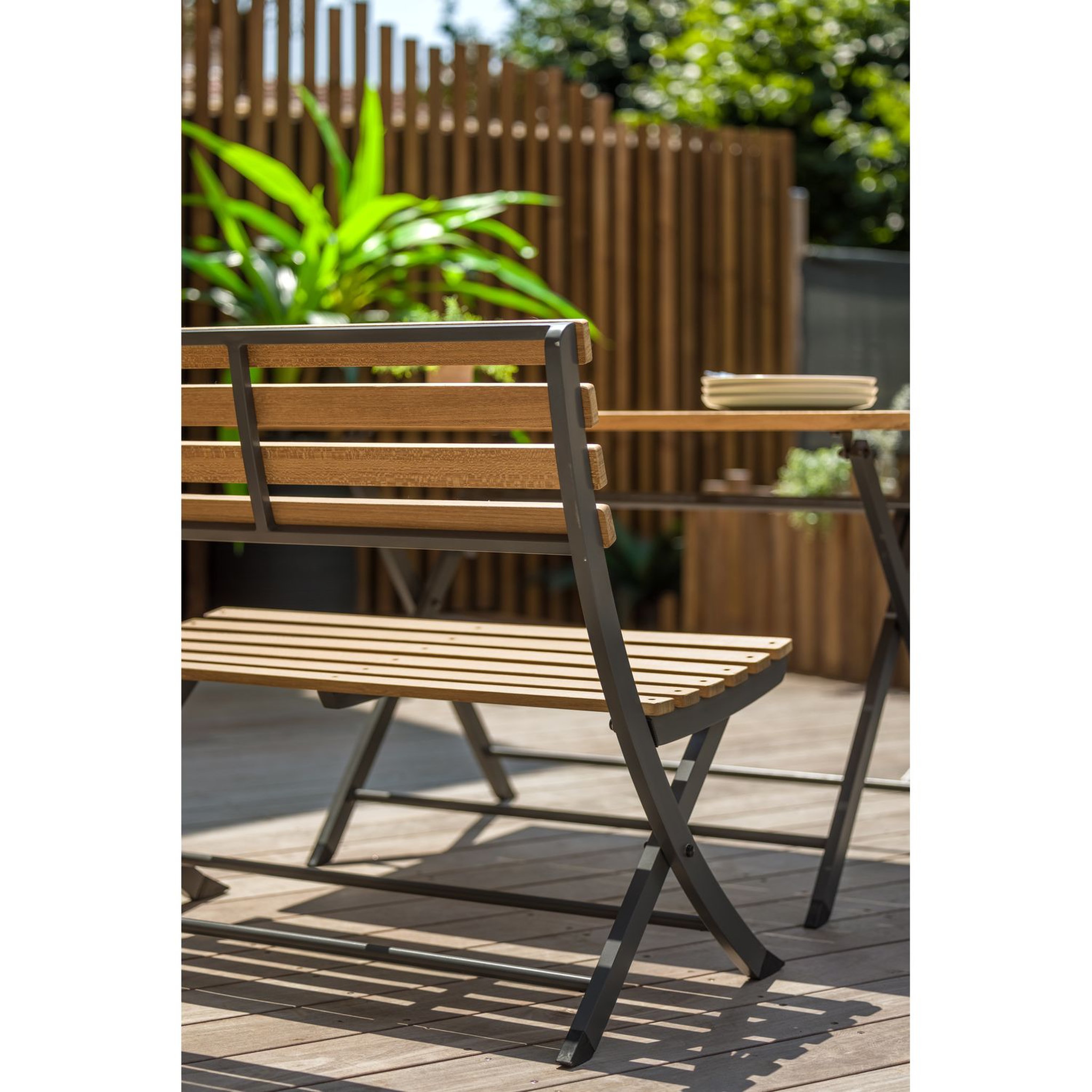 Voir la diapositive 7 : JARDILINE Salon de jardin - 4 places - Teck/Aluminium - Naturel/gris - PORTO RICO