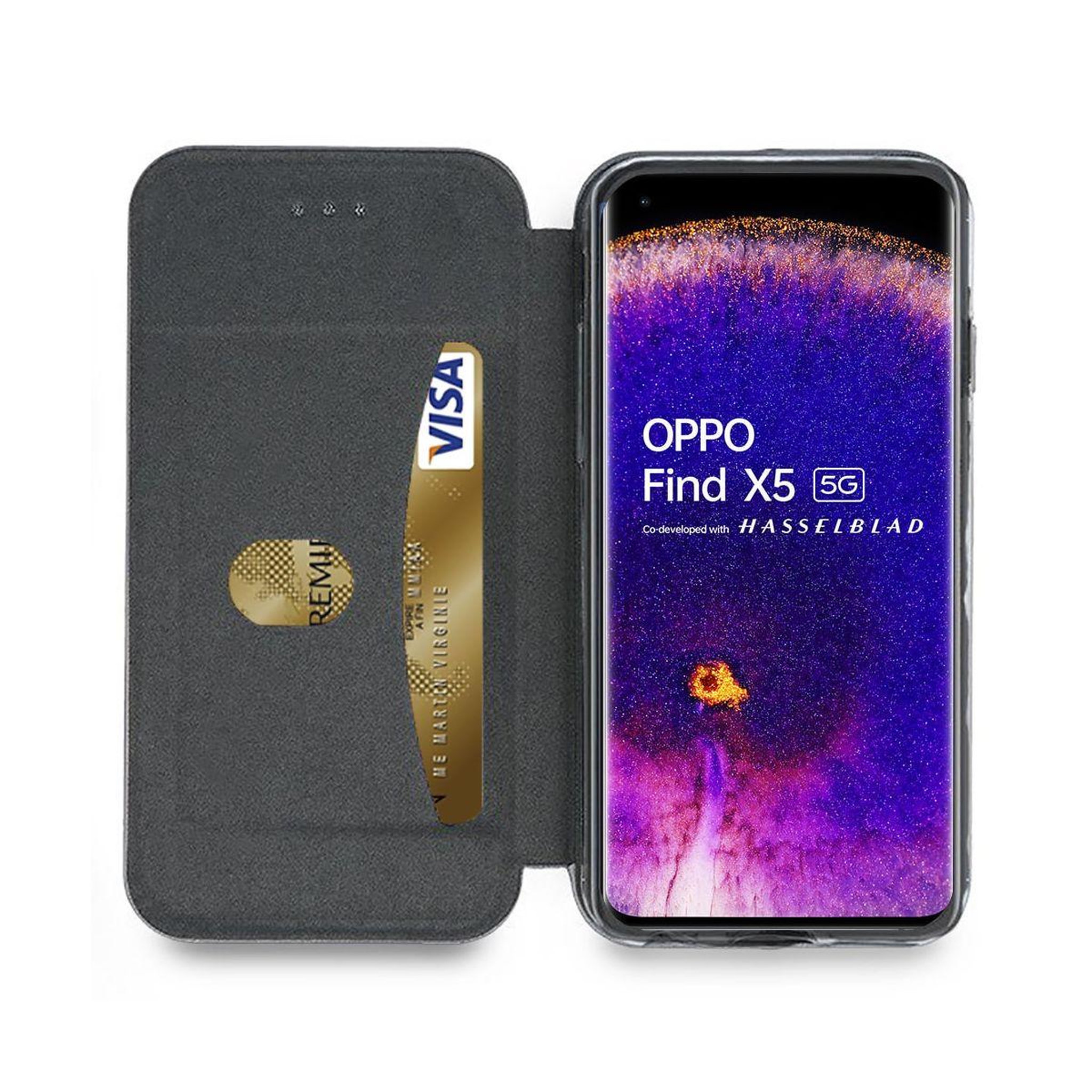 Voir la diapositive 3 : IBROZ Etui oppo find x5 etui cuir bleu