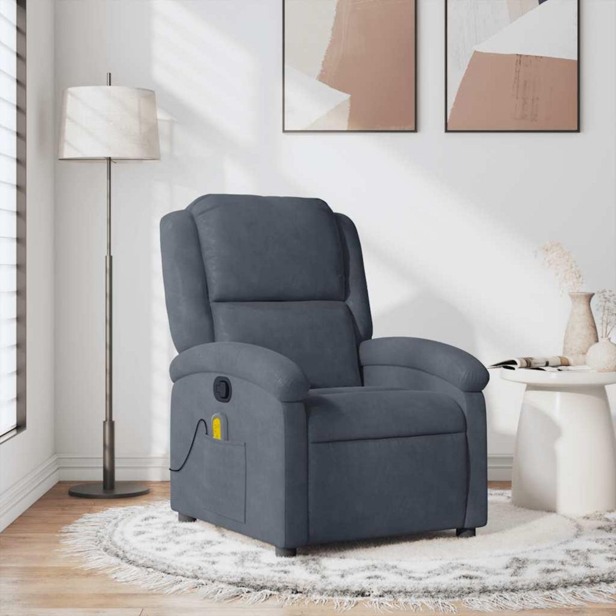 VIDAXL Fauteuil de massage inclinable gris fonce velours