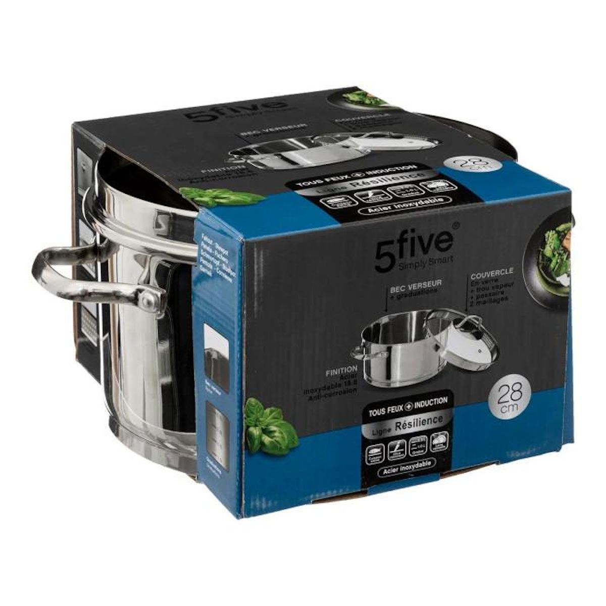 FIVE Faitout en Inox  Résilience  24cm Argent