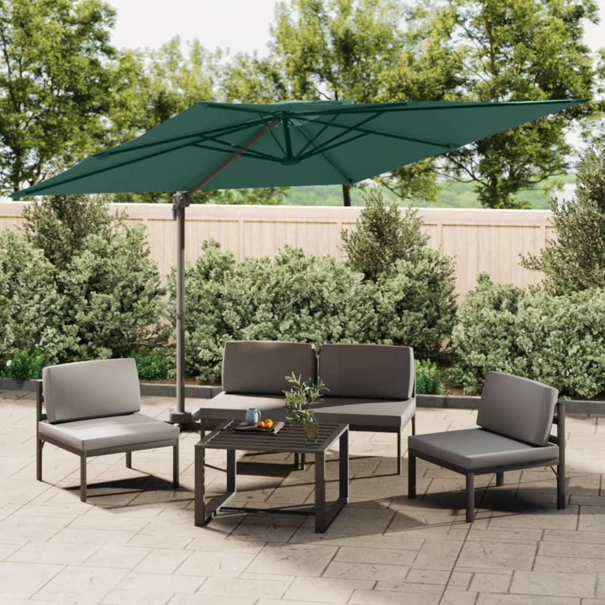 VIDAXL Parasol cantilever a double toit Vert 400x300 cm