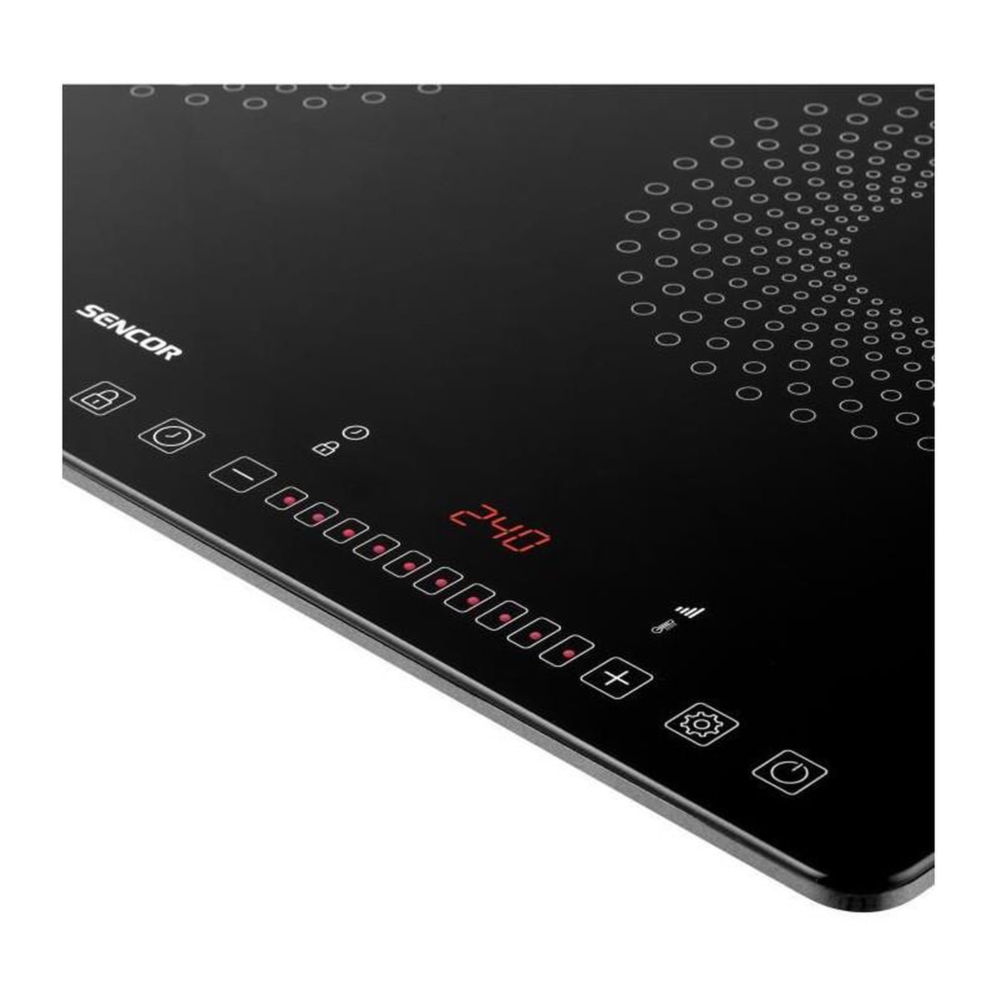 Voir la diapositive 4 : SENCO Plaque de cuisson a induction - SENCOR - SCP 4501BK - 3400 W - 2 foyers - Ultra fin - Noir