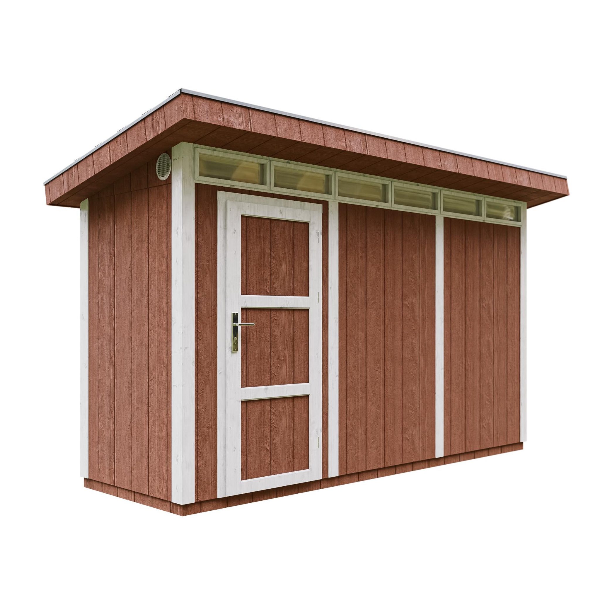 Voir la diapositive 1 : TIMBELA Abri de Jardin Qualité Premium 4m² /L161xL412xH239 cm avec sol, bardeaux bitumineux M902