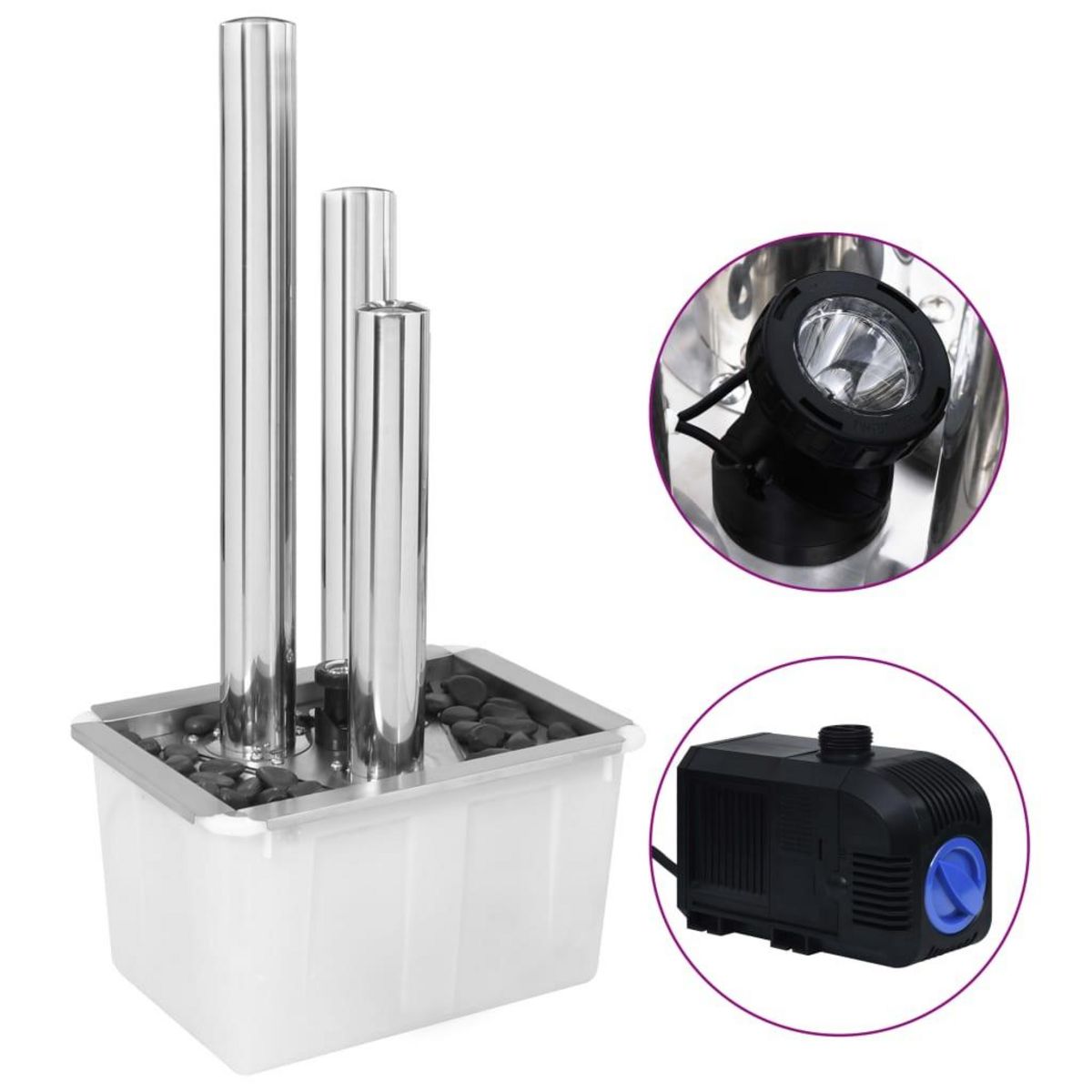 VIDAXL Fontaine de jardin Argente 48x34x88 cm Acier inoxydable