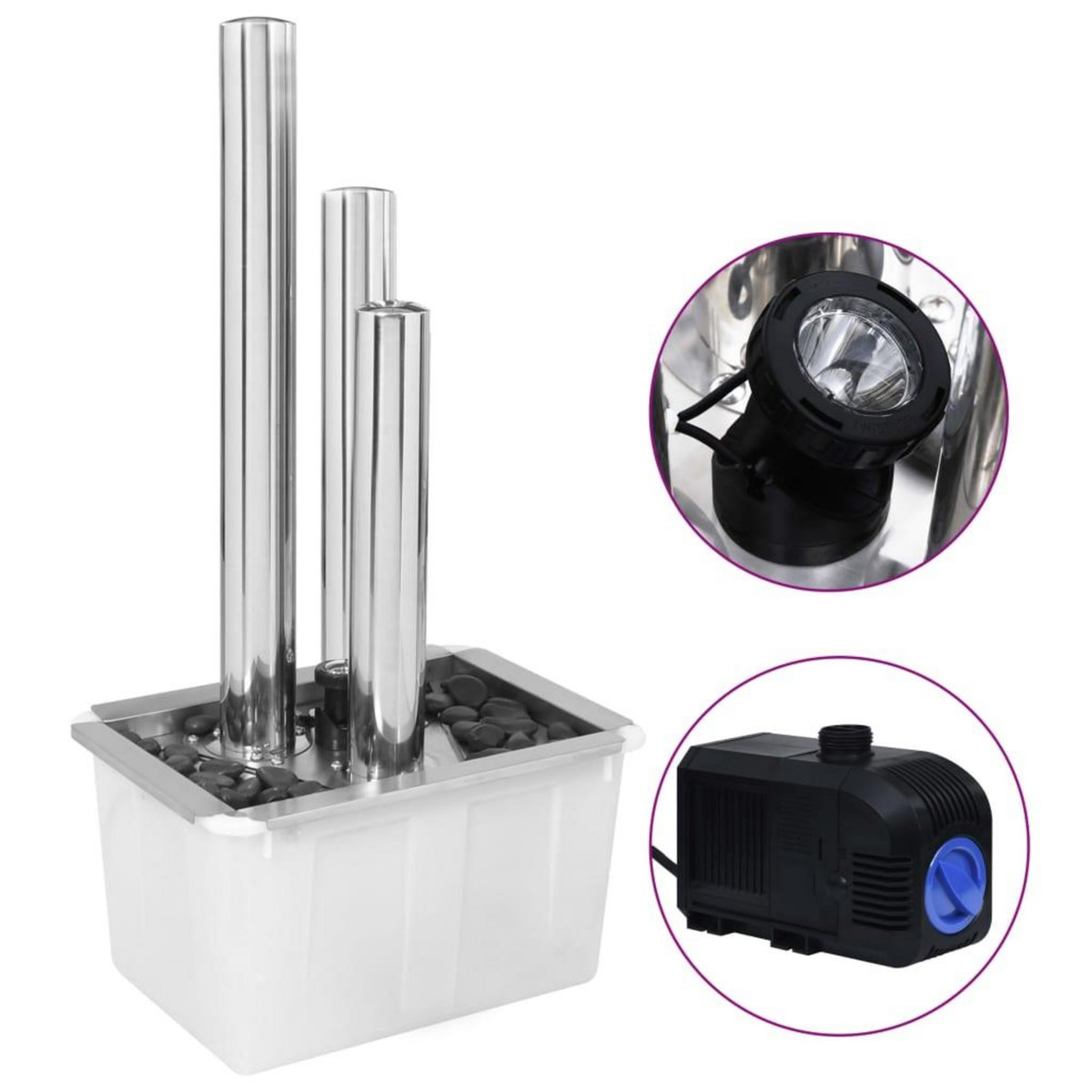 VIDAXL Fontaine de jardin Argente 48x34x88 cm Acier inoxydable